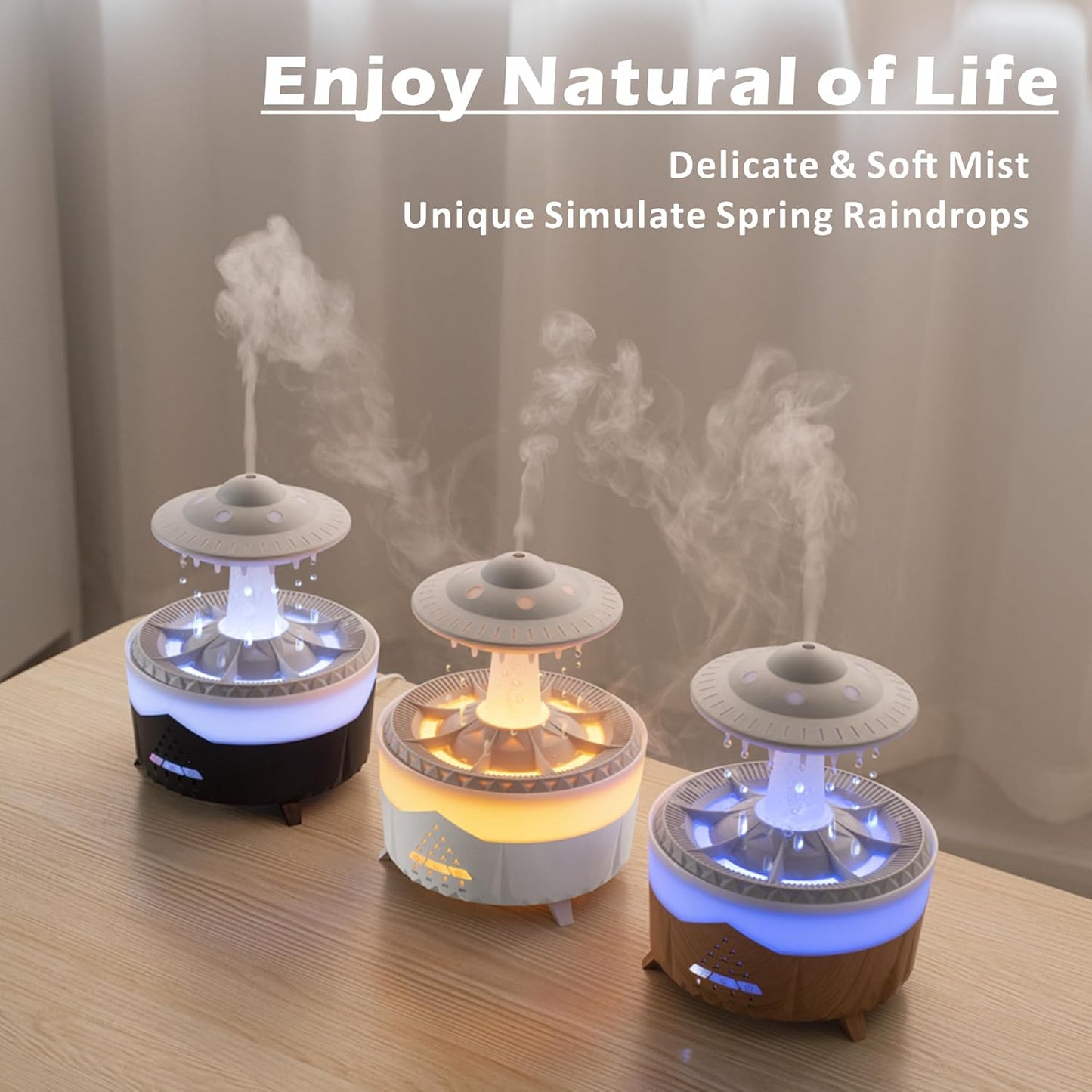 Mushroom Air Humidifier 7-Color Lights with Remote