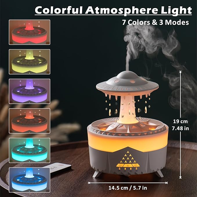 Mushroom Air Humidifier 7-Color Lights with Remote