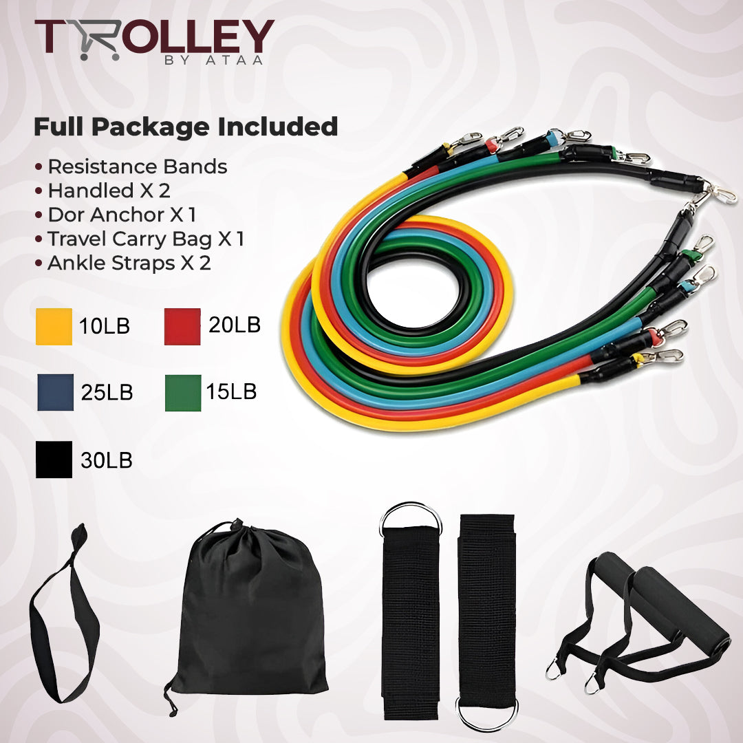 11-in-1 Portable Resistance Bands Set - Full Body Workout Kit