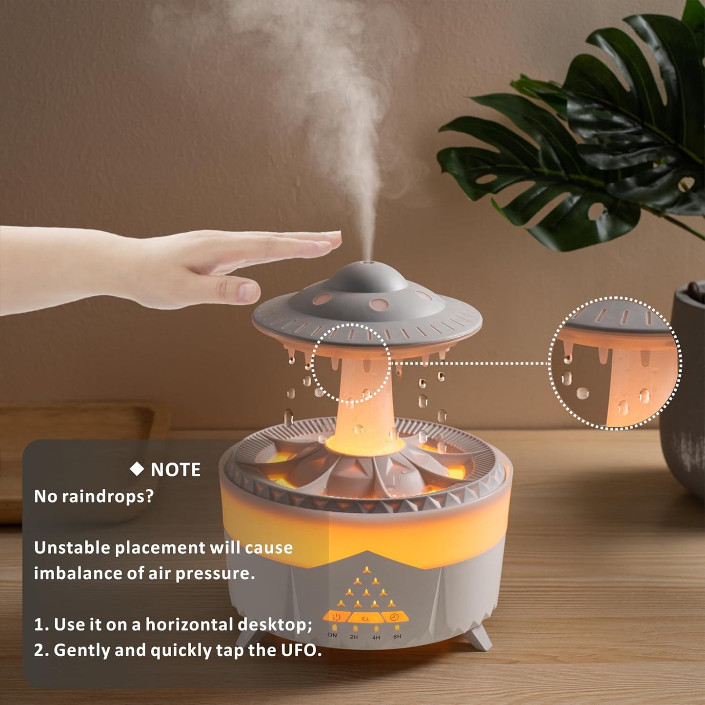 Mushroom Air Humidifier 7-Color Lights with Remote
