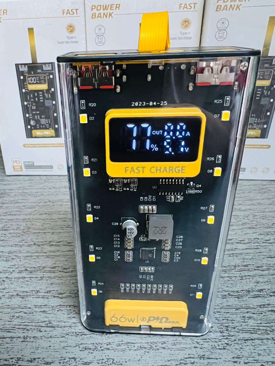 66W Transparent Power Bank, 20,000mAh PD and 10000 mAh Fast Charging with Digital Display
